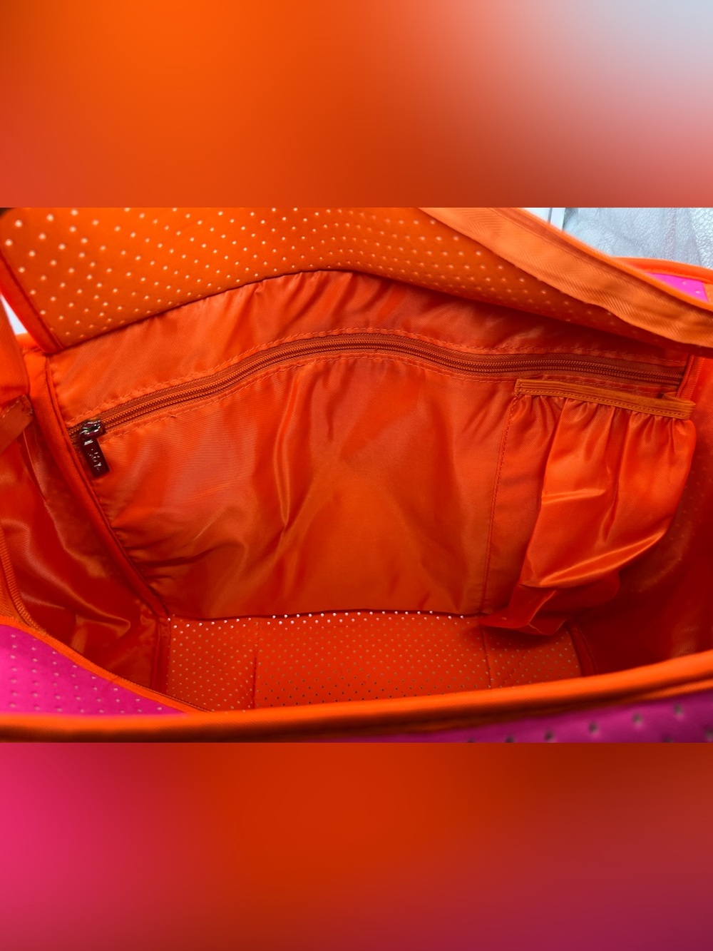 NWT BAG & BOUGIE x SABICHIC Pink Orange Perforated Neoprene Washable Tote Bag - Picture 10 of 12